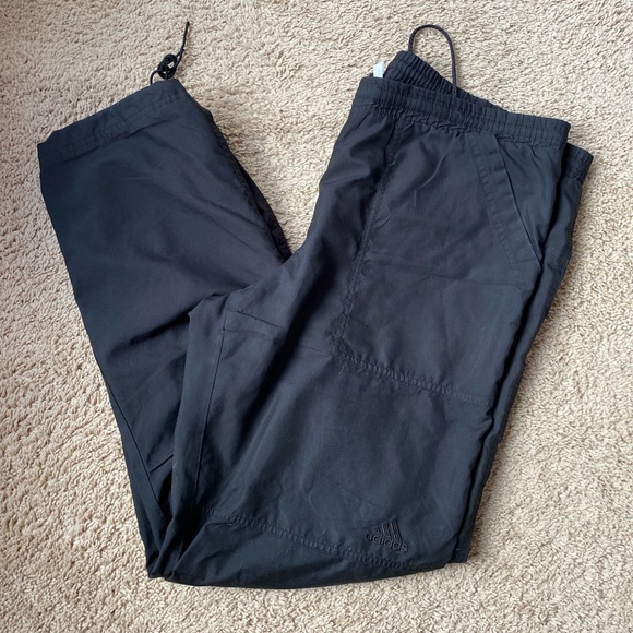 ADIDAS BLACK VINTAGE JOGGERS TRACK PANTS WITH DRAWSTRINGS & POCKETS - Picture 5 of 14